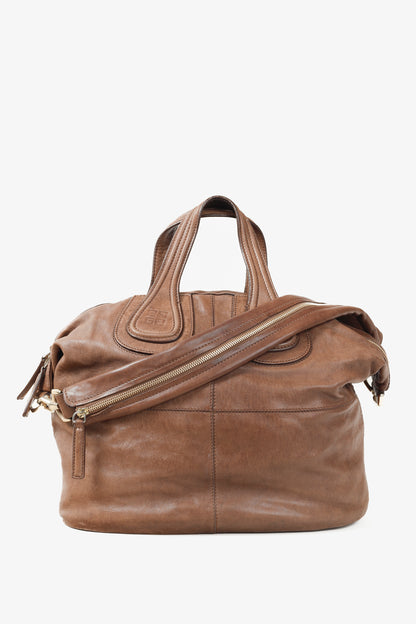 Givenchy Nightingale Brown-Leather Logo-Debossed Shoulder Bag