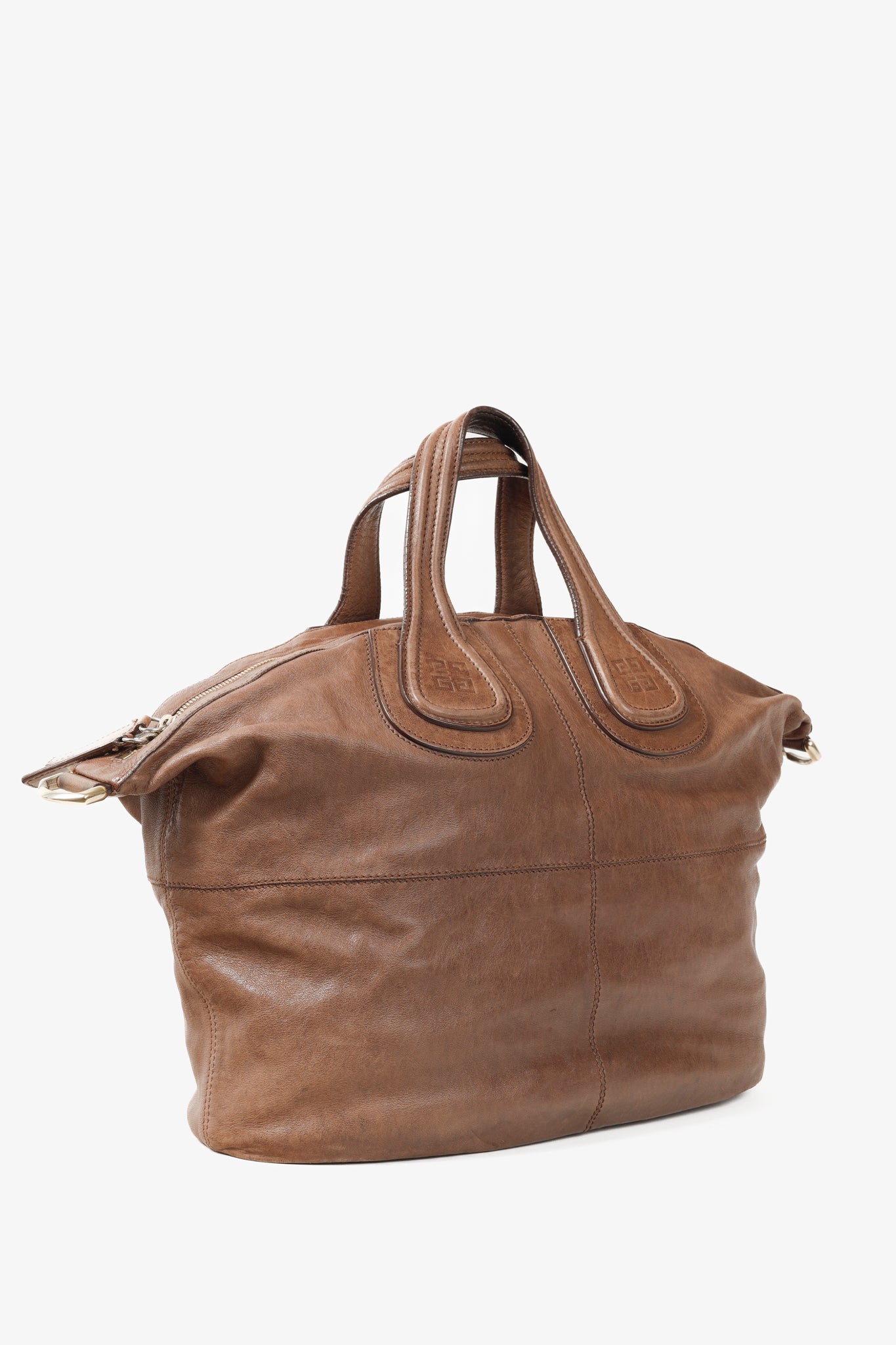 Givenchy Nightingale Brown-Leather Logo-Debossed Shoulder Bag