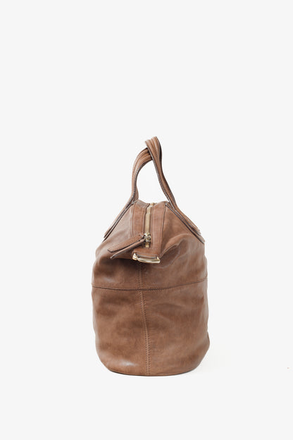 Givenchy Nightingale Brown-Leather Logo-Debossed Shoulder Bag