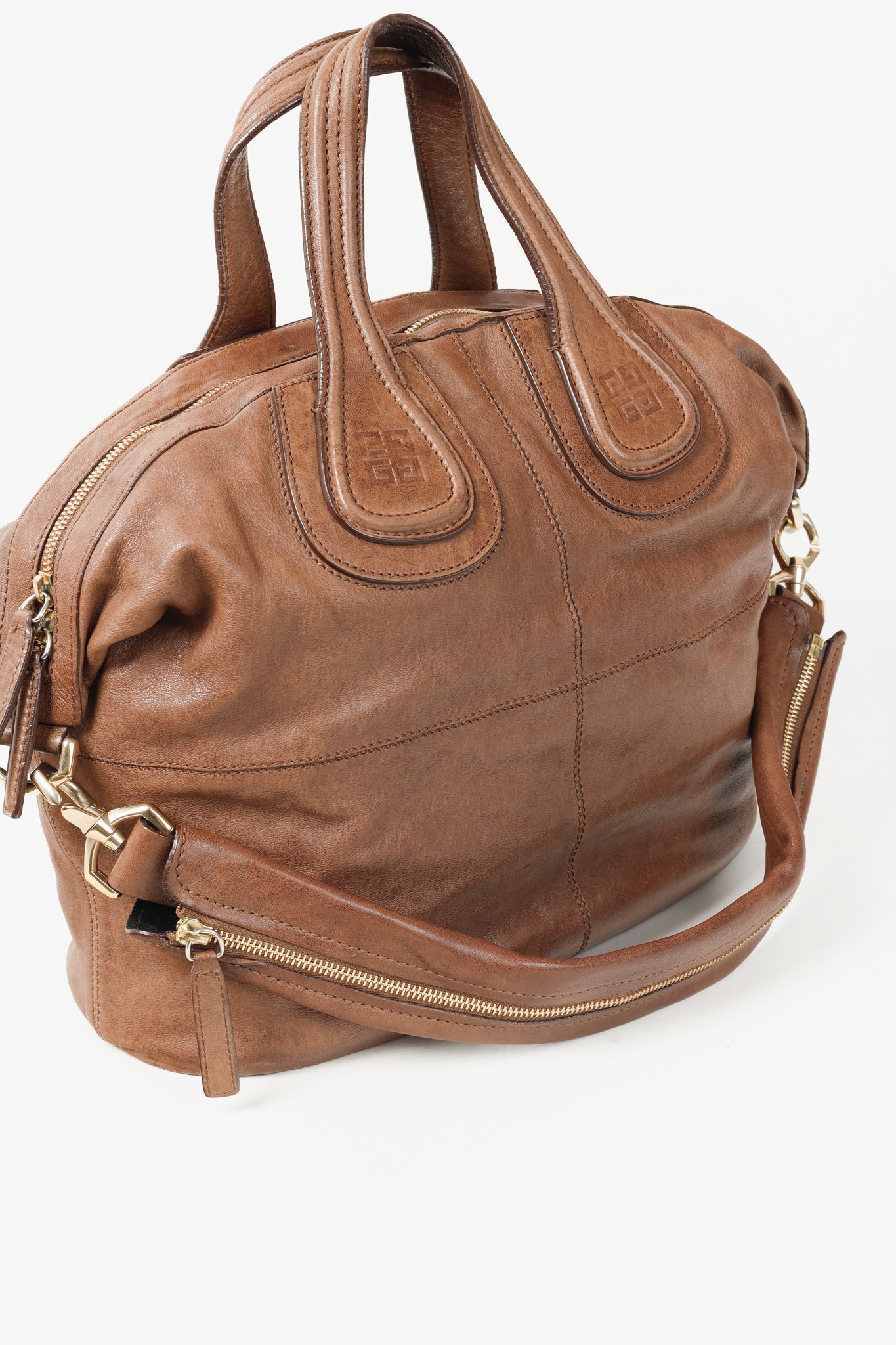 Givenchy Nightingale Brown-Leather Logo-Debossed Shoulder Bag