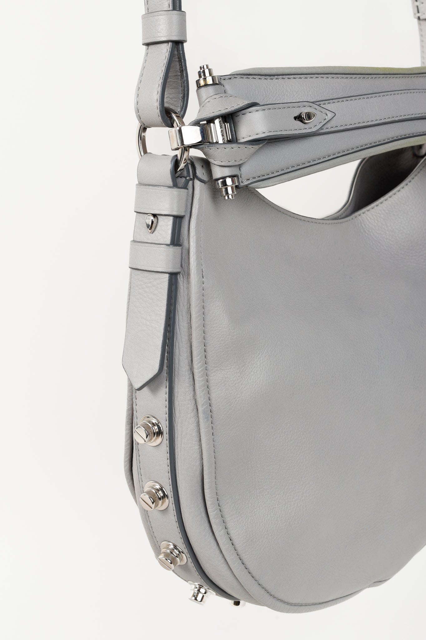 Givenchy Obsedia Pearl Grey Leather Studded Small Hobo Bag