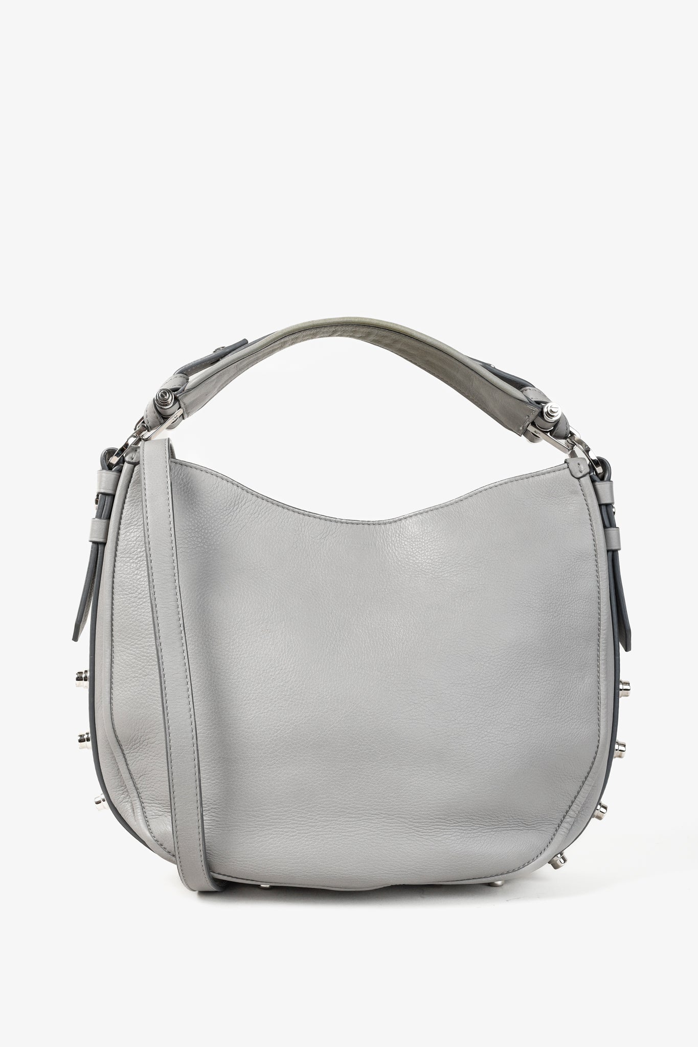 Givenchy Obsedia Pearl Grey Leather Studded Small Hobo Bag