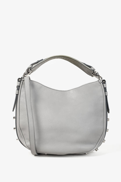 Givenchy Obsedia Pearl Grey Leather Studded Small Hobo Bag