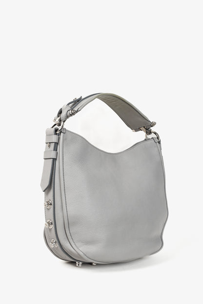 Givenchy Obsedia Pearl Grey Leather Studded Small Hobo Bag