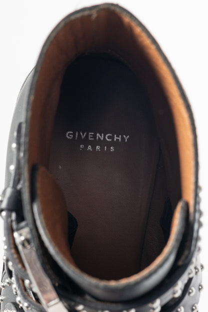 Givenchy Elegant Prue Noir Studded Buckle Ankle Boots