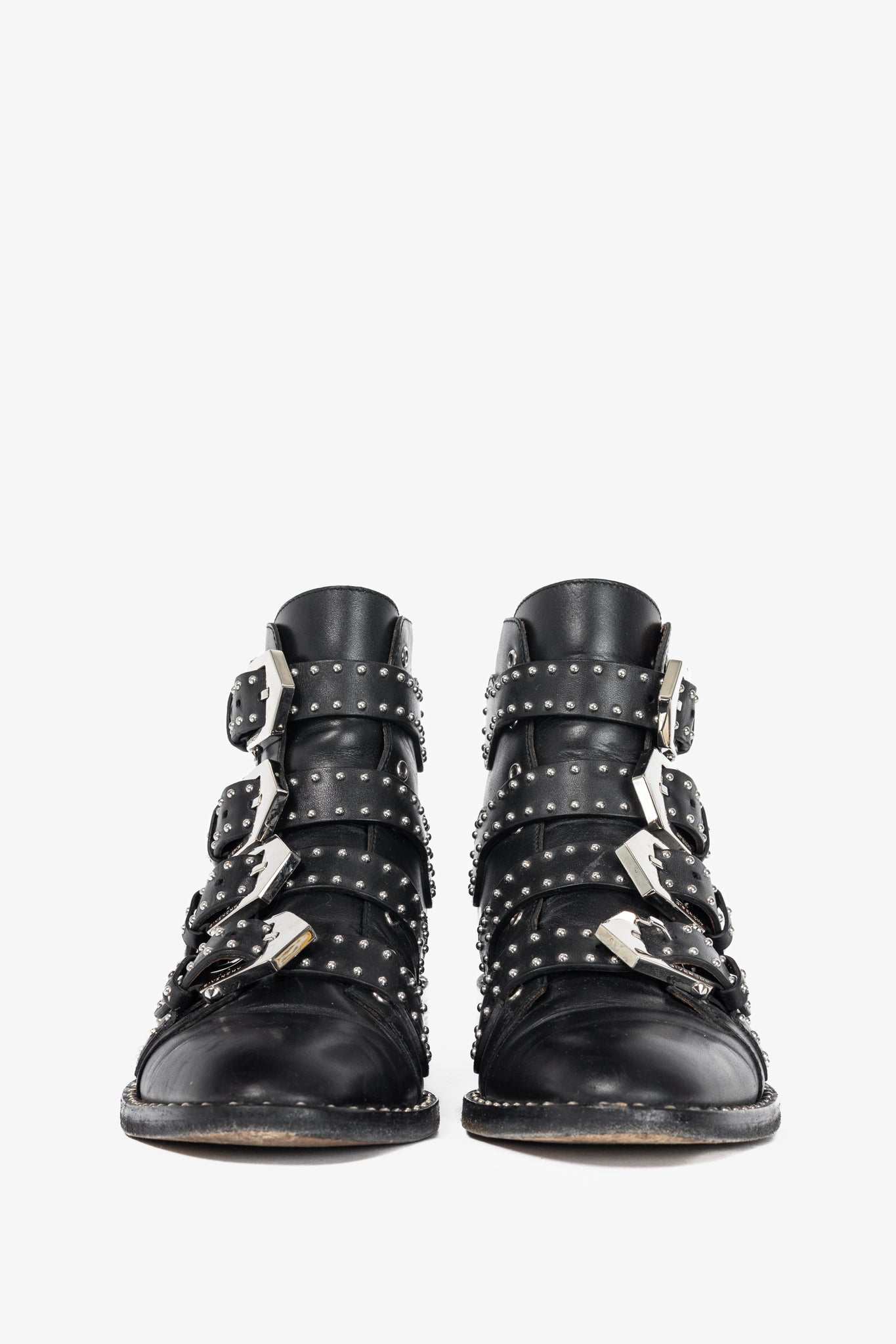 Givenchy Elegant Prue Noir Studded Buckle Ankle Boots