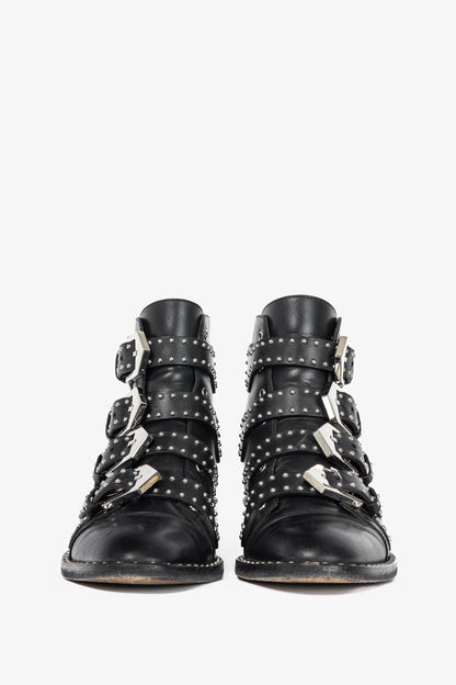Givenchy Elegant Prue Noir Studded Buckle Ankle Boots