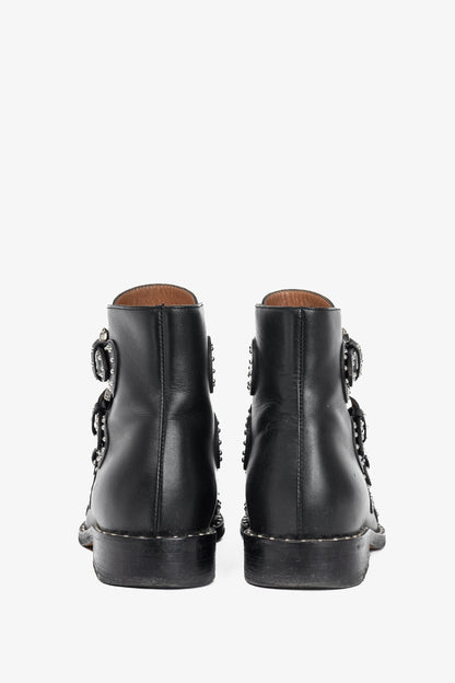 Givenchy Elegant Prue Noir Studded Buckle Ankle Boots