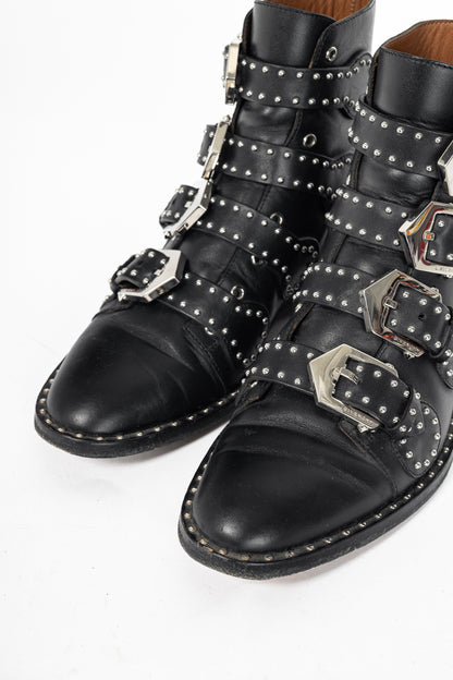 Givenchy Elegant Prue Noir Studded Buckle Ankle Boots