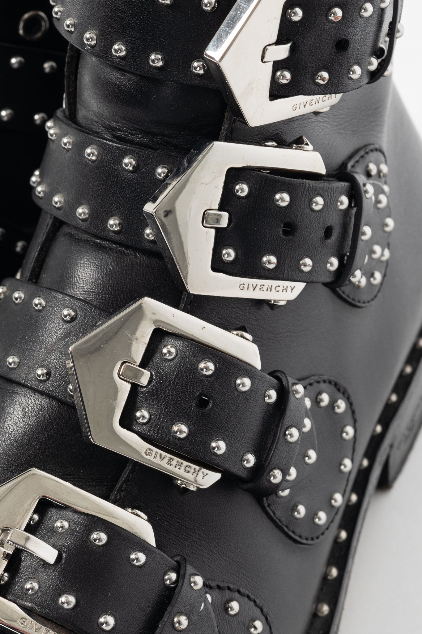 Givenchy Elegant Prue Noir Studded Buckle Ankle Boots