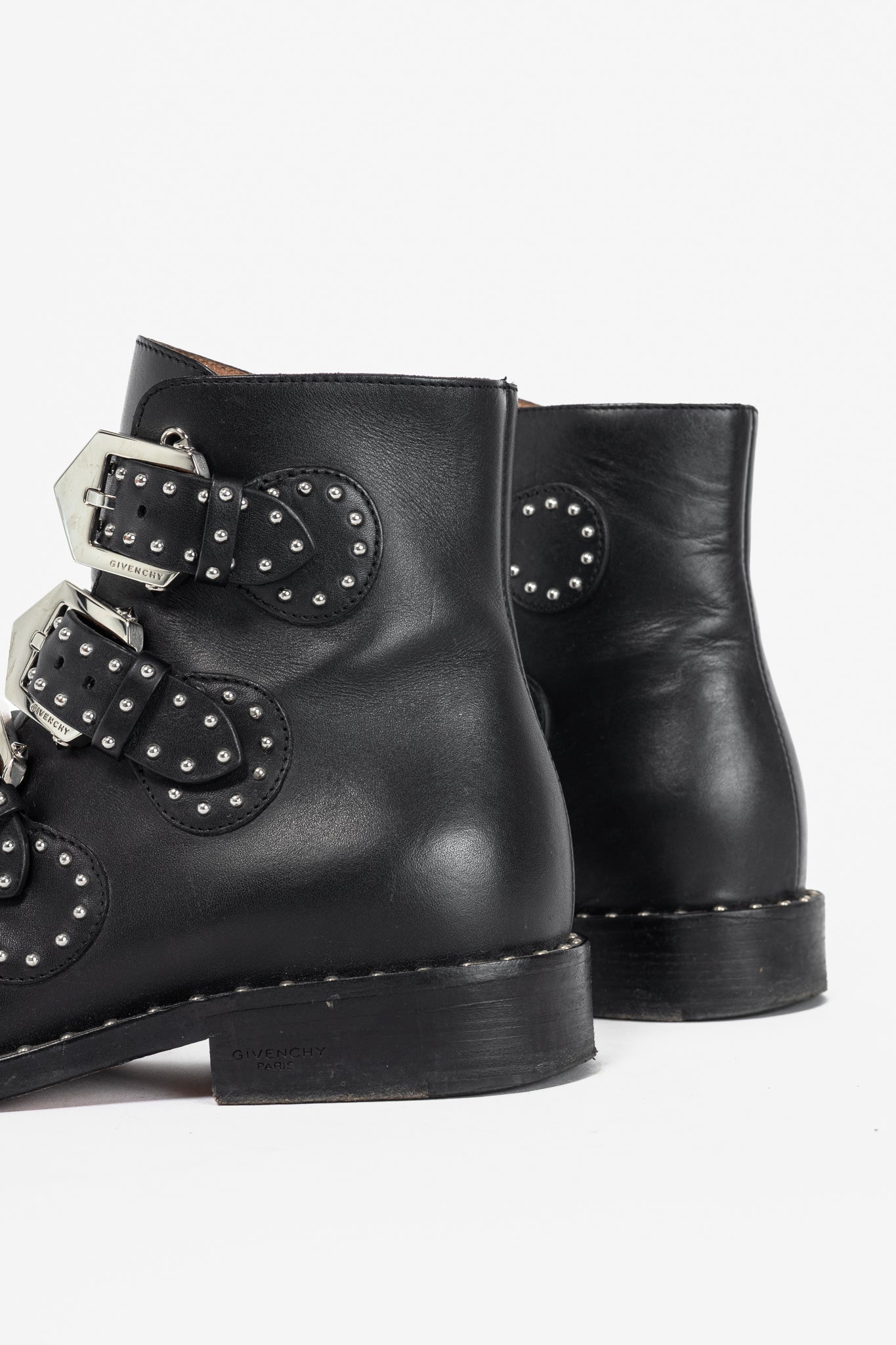 Givenchy Elegant Prue Noir Studded Buckle Ankle Boots