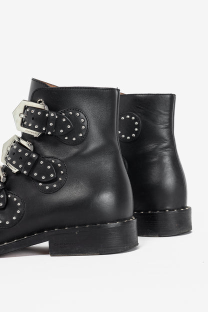 Givenchy Elegant Prue Noir Studded Buckle Ankle Boots