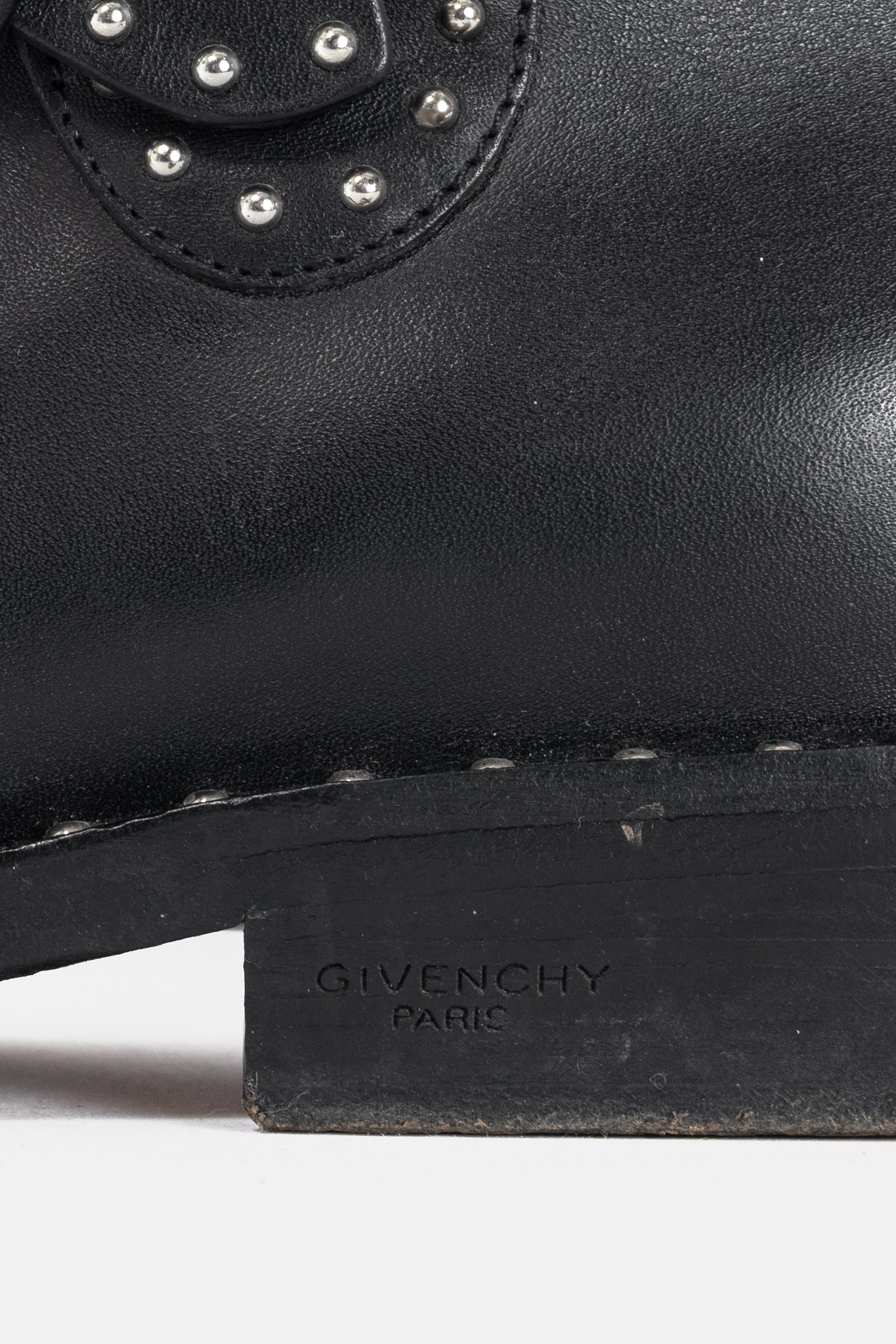 Givenchy Elegant Prue Noir Studded Buckle Ankle Boots