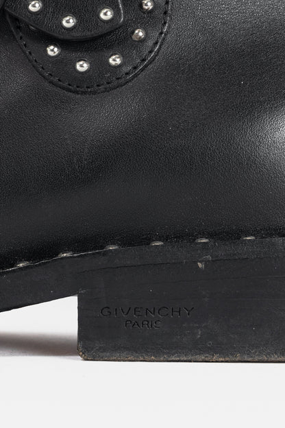 Givenchy Elegant Prue Noir Studded Buckle Ankle Boots