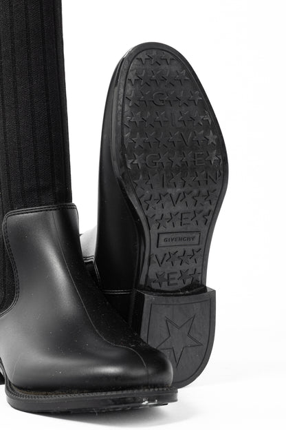Givenchy Black Over-the-Knee Star & Stripe Sock Rain Boots