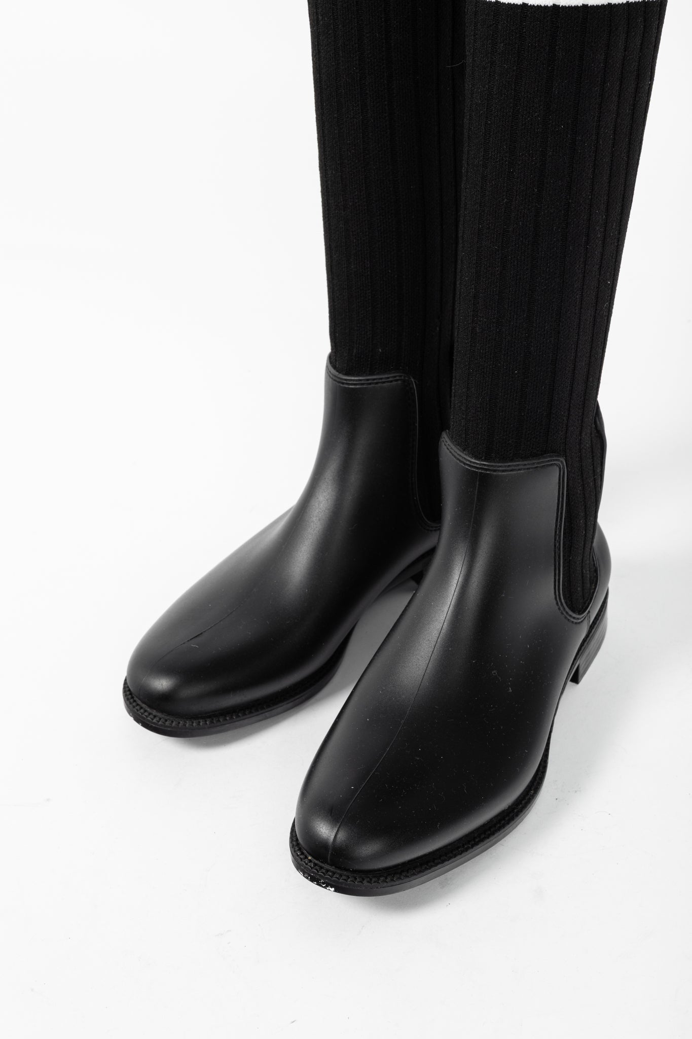 Givenchy Black Over-the-Knee Star & Stripe Sock Rain Boots