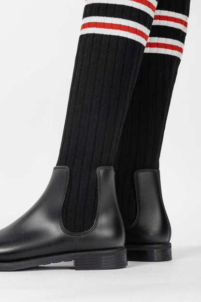 Givenchy Black Over-the-Knee Star & Stripe Sock Rain Boots