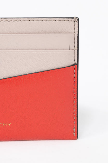 Givenchy Edge Red & Pink Bi-Color Flat Grained Card Case
