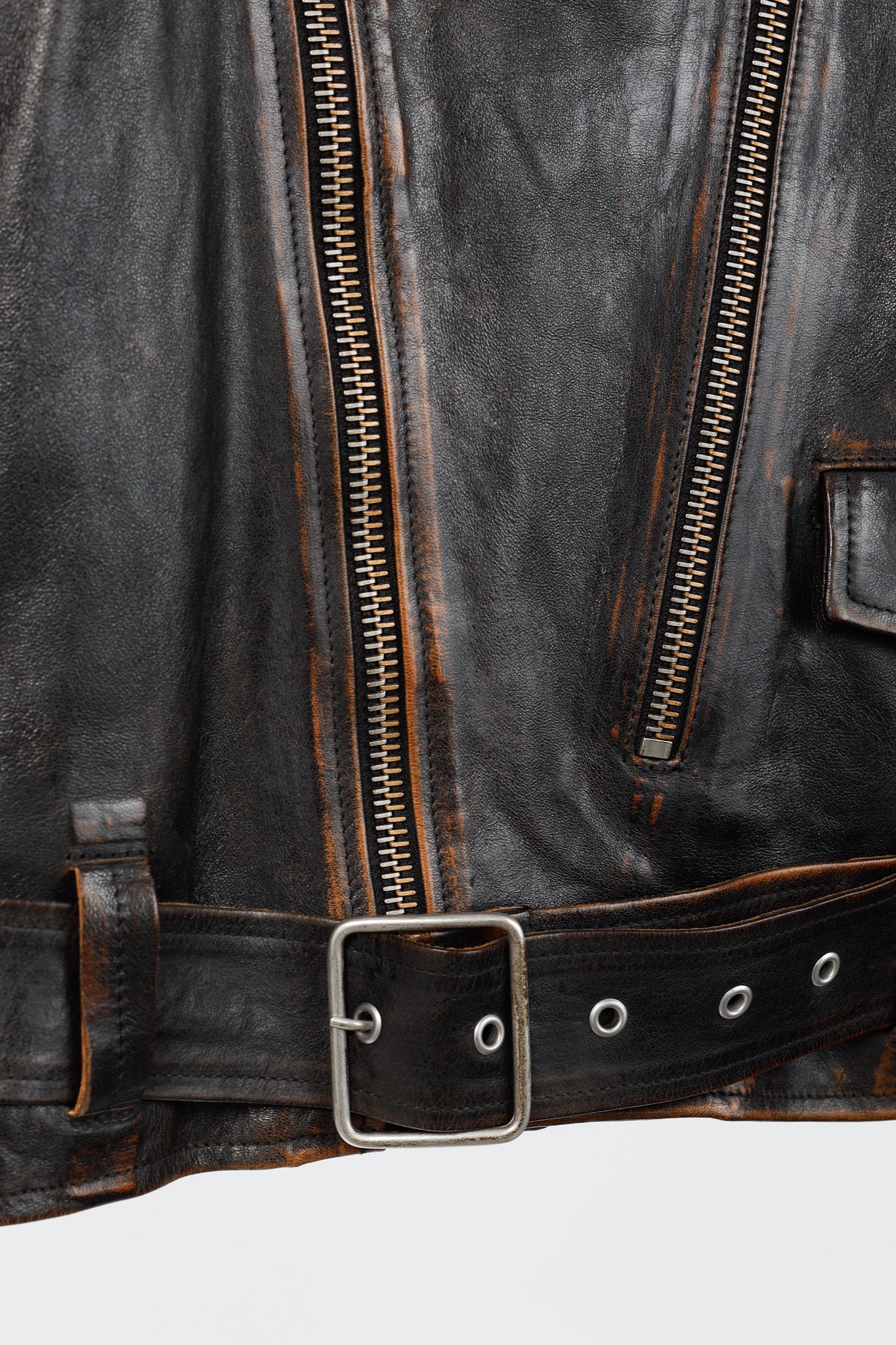 Golden Goose Ryan Black Distressed Leather Biker Jacket