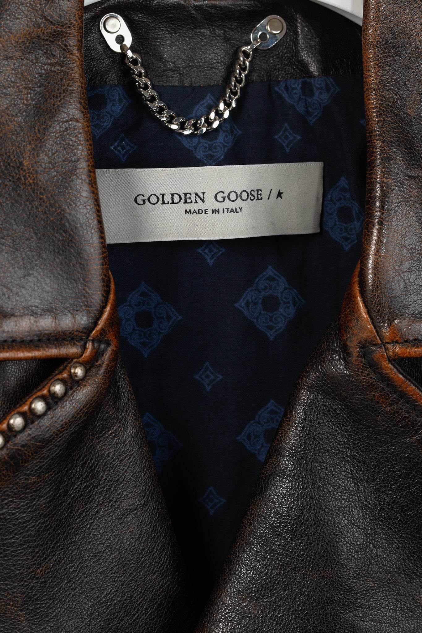 Golden Goose Ryan Black Distressed Leather Biker Jacket