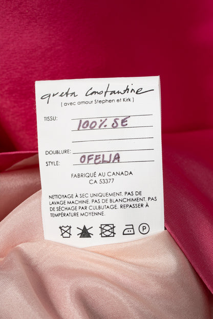 Greta Constantine Ofelia Pink Silk-Taffeta Ruffle Blouse