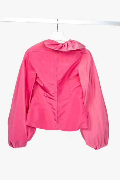 Greta Constantine Ofelia Pink Silk-Taffeta Ruffle Blouse