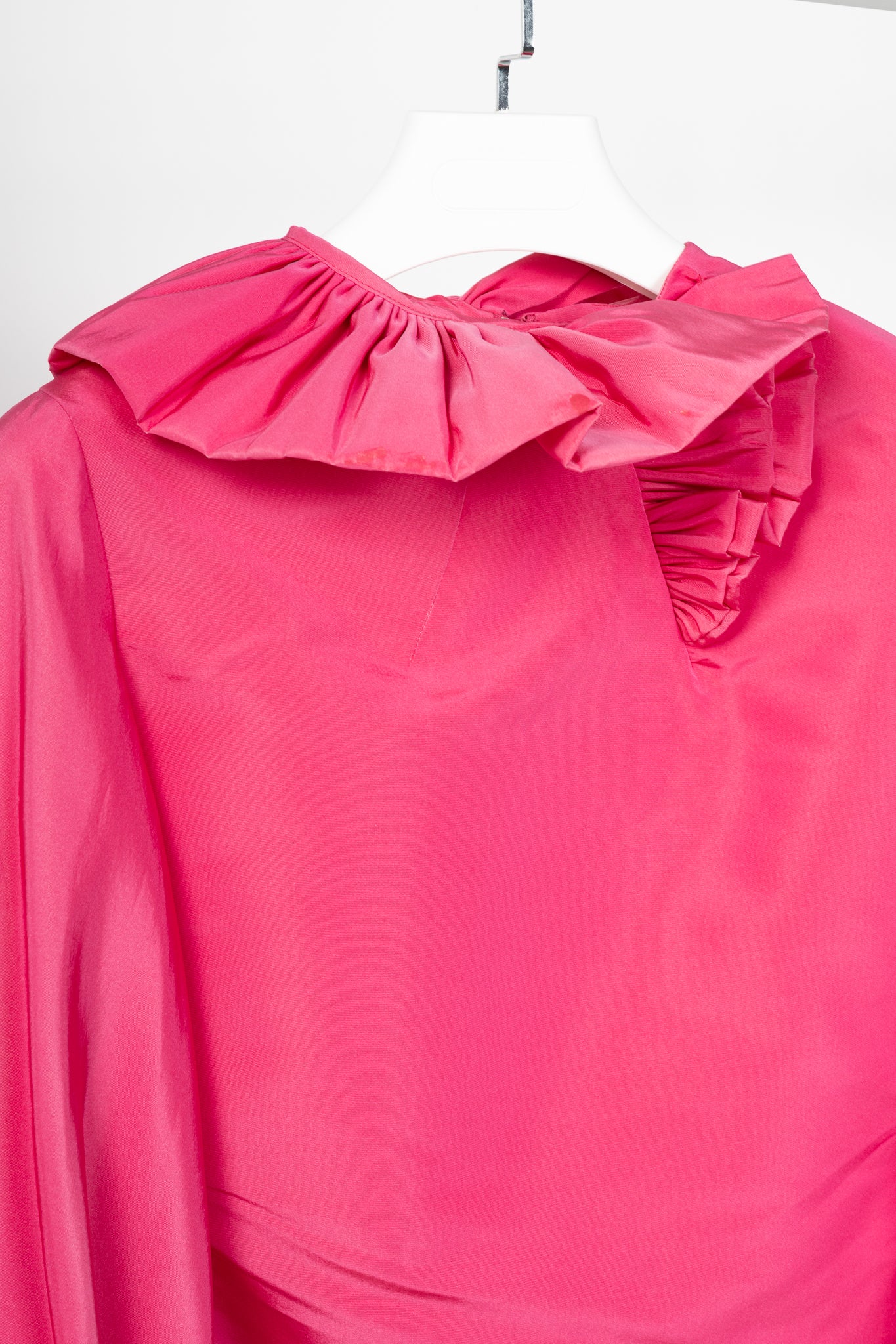 Greta Constantine Ofelia Pink Silk-Taffeta Ruffle Blouse