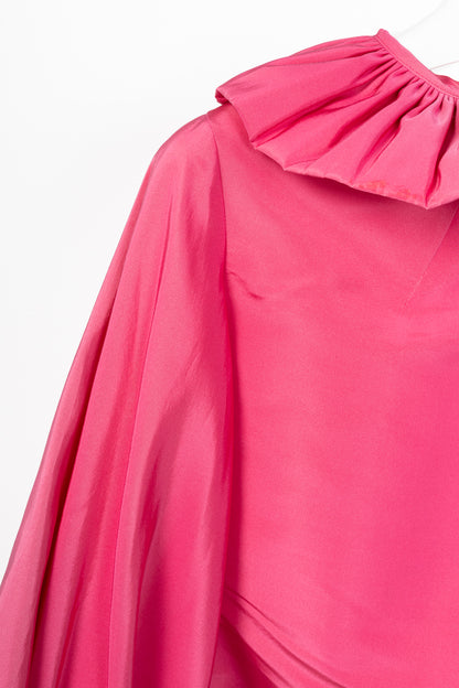 Greta Constantine Ofelia Pink Silk-Taffeta Ruffle Blouse
