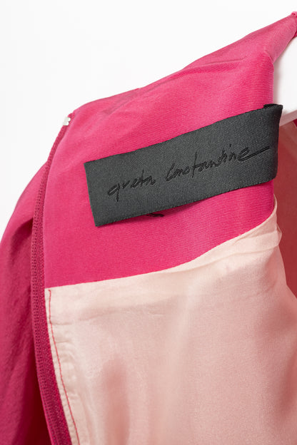Greta Constantine Ofelia Pink Silk-Taffeta Ruffle Blouse