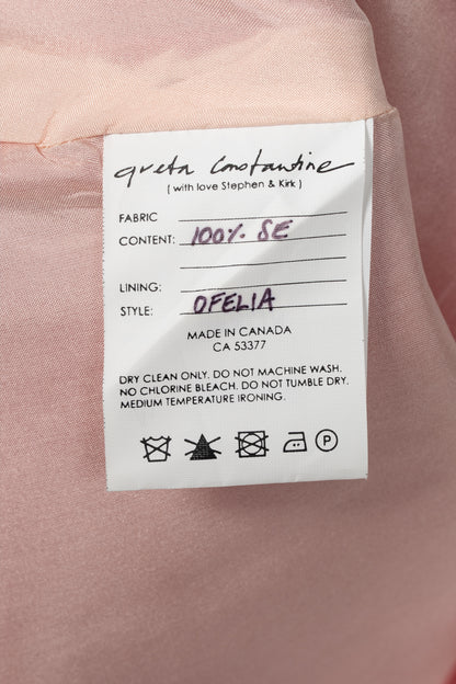 Greta Constantine Ofelia Pink Silk-Taffeta Ruffle Blouse