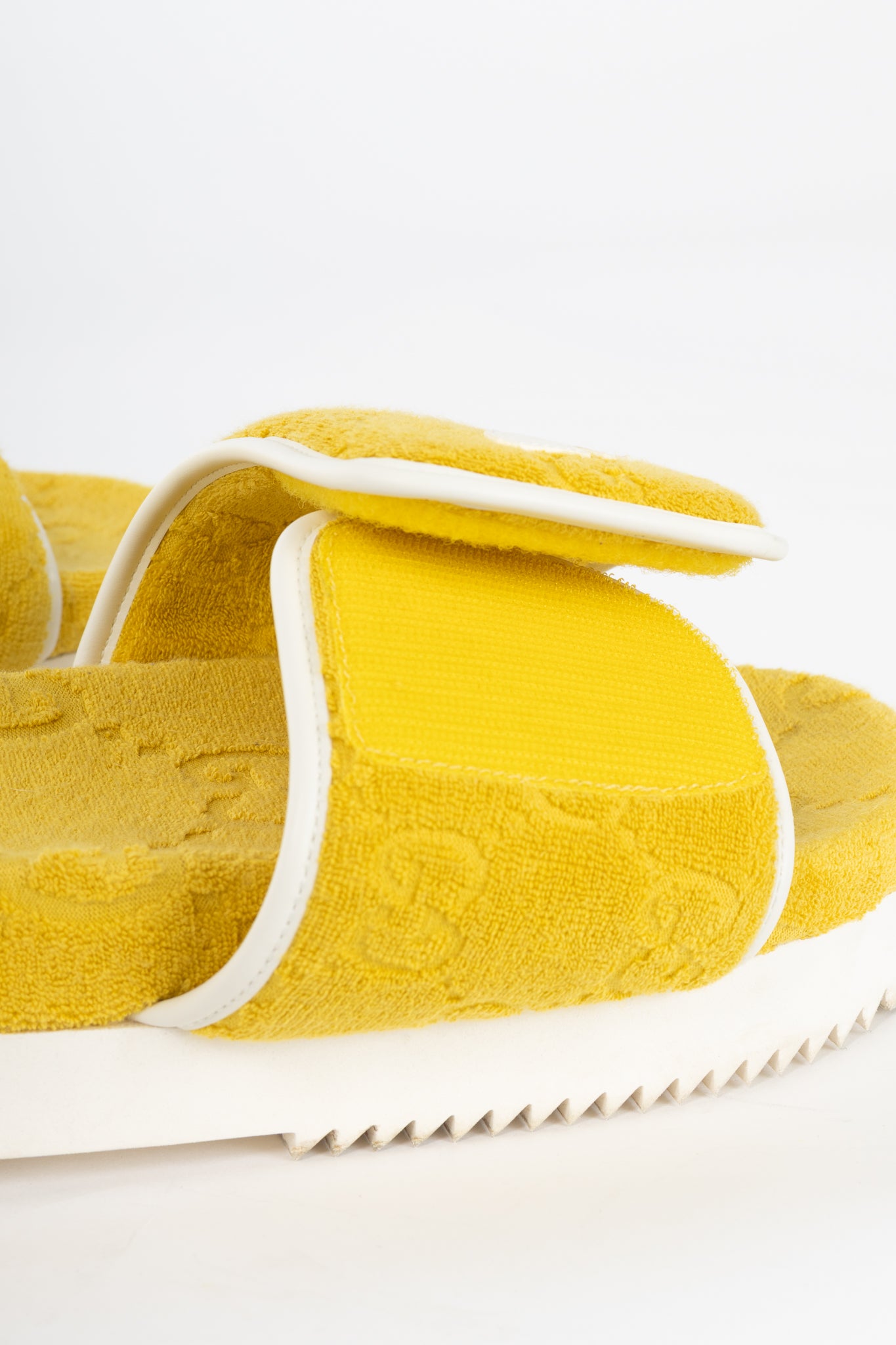 Gucci x Adidas Yellow Terry-Cloth Logo Slide Sandals