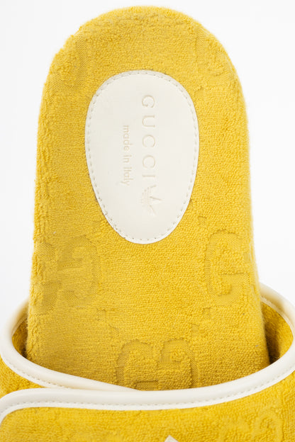Gucci x Adidas Yellow Terry-Cloth Logo Slide Sandals