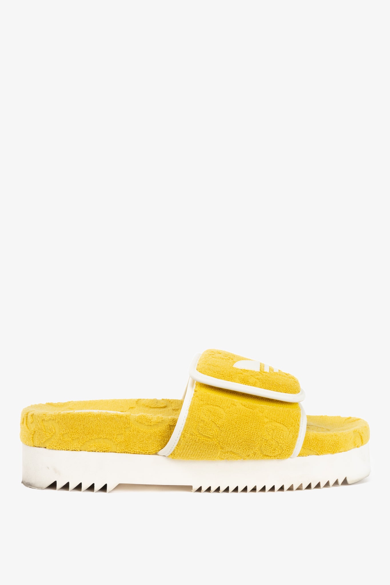 Gucci x Adidas Yellow Terry-Cloth Logo Slide Sandals