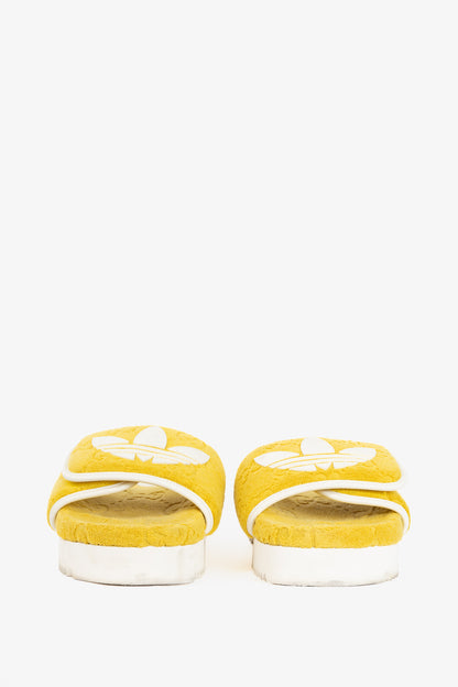 Gucci x Adidas Yellow Terry-Cloth Logo Slide Sandals