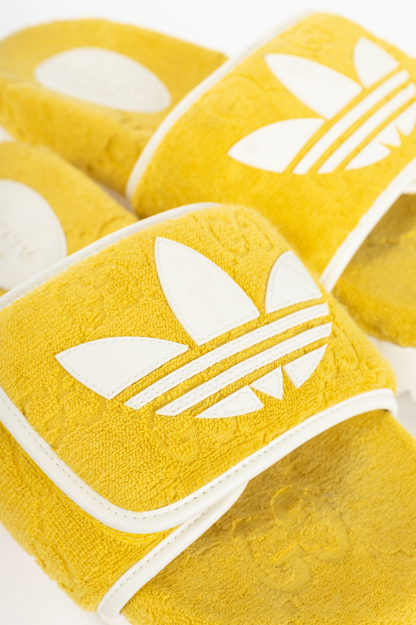 Gucci x Adidas Yellow Terry-Cloth Logo Slide Sandals