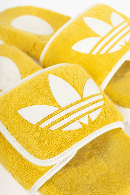 Gucci x Adidas Yellow Terry-Cloth Logo Slide Sandals