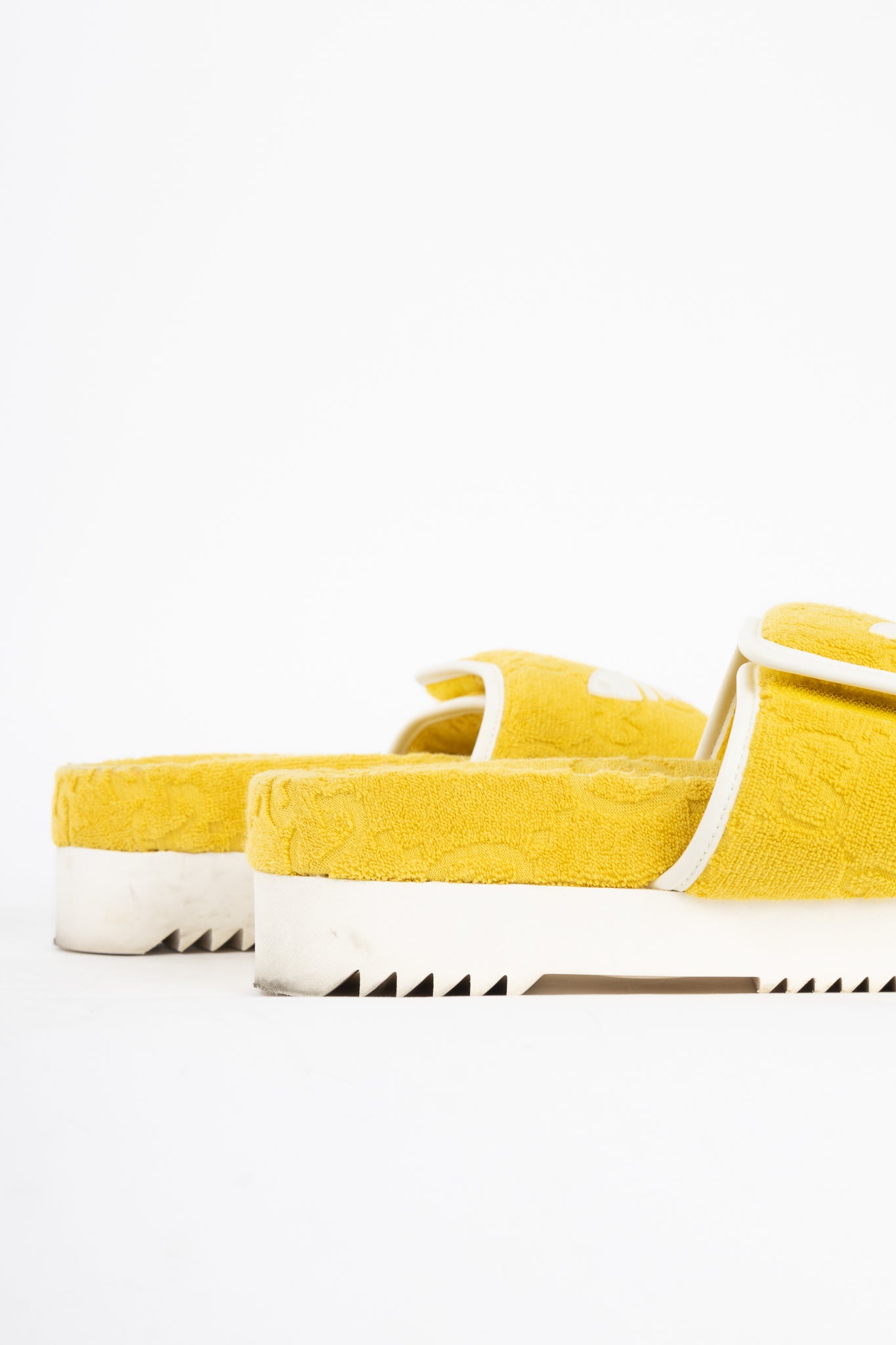 Gucci x Adidas Yellow Terry-Cloth Logo Slide Sandals