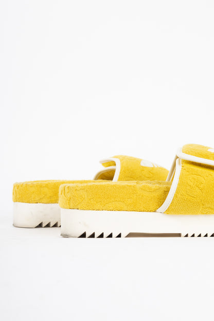 Gucci x Adidas Yellow Terry-Cloth Logo Slide Sandals