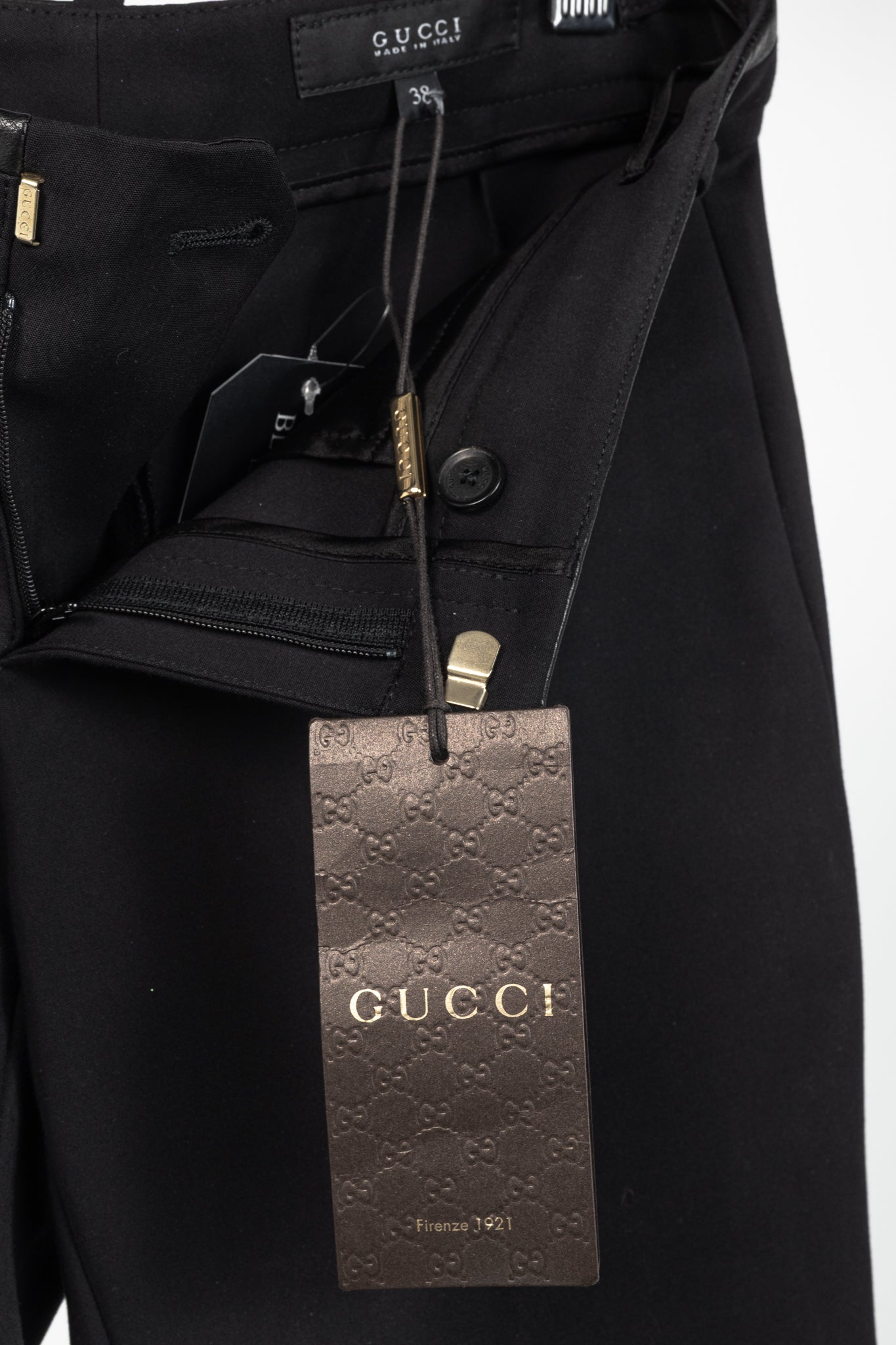 Gucci PF/13 Black Cotton-Blend Leather-Trim Cropped Riding Pants