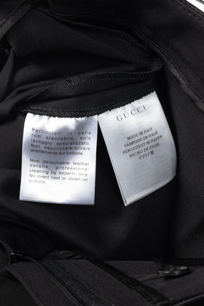 Gucci PF/13 Black Cotton-Blend Leather-Trim Cropped Riding Pants