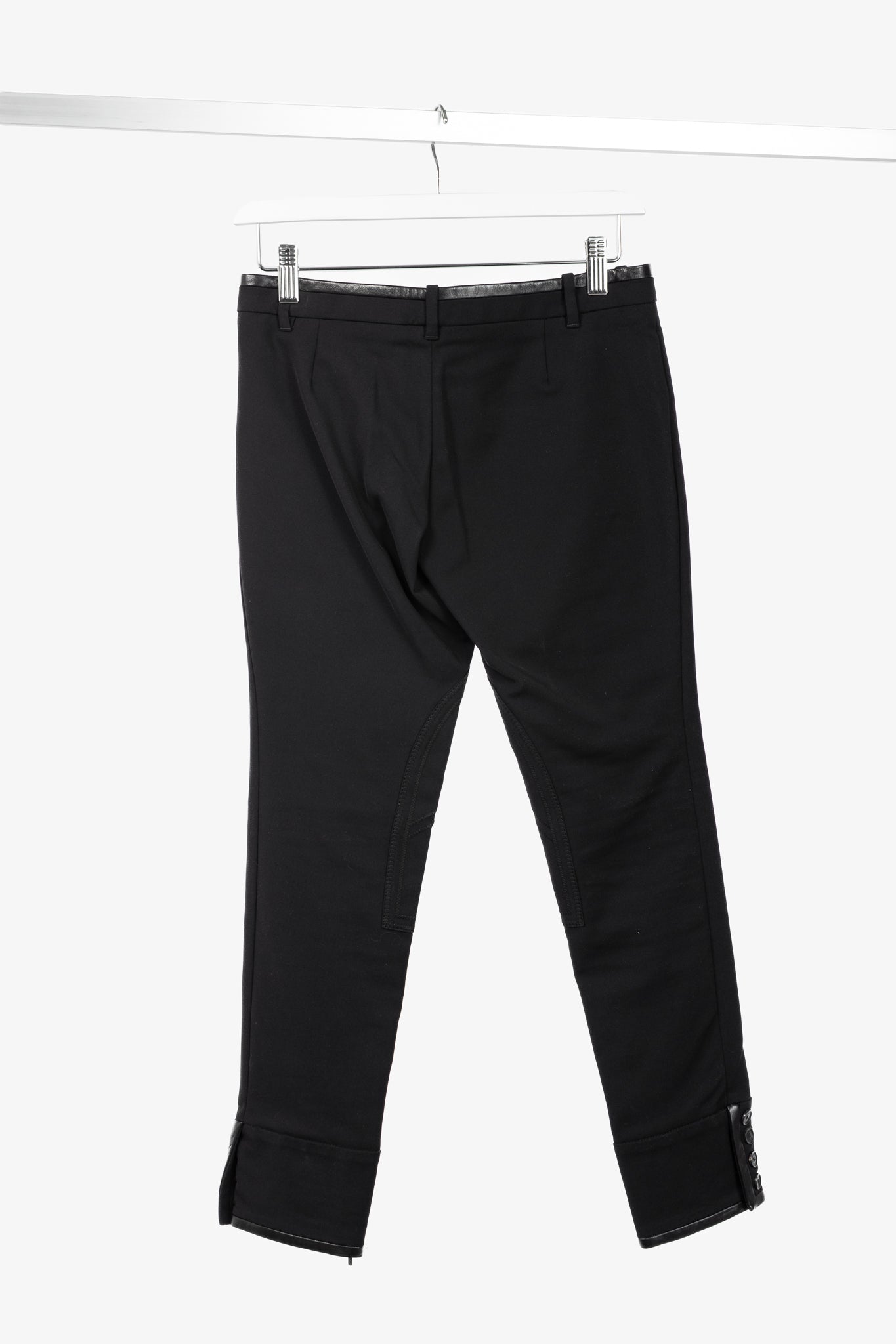 Gucci PF/13 Black Cotton-Blend Leather-Trim Cropped Riding Pants