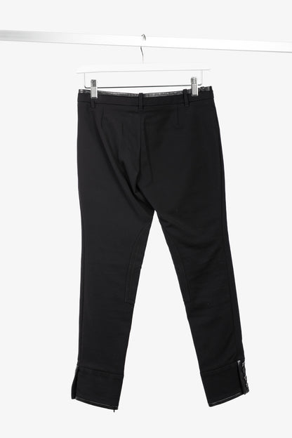 Gucci PF/13 Black Cotton-Blend Leather-Trim Cropped Riding Pants