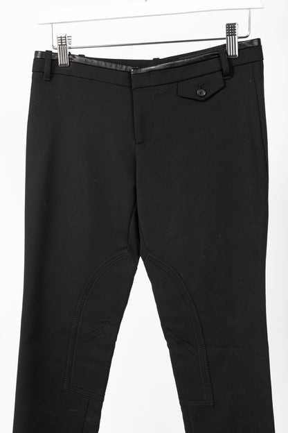 Gucci PF/13 Black Cotton-Blend Leather-Trim Cropped Riding Pants