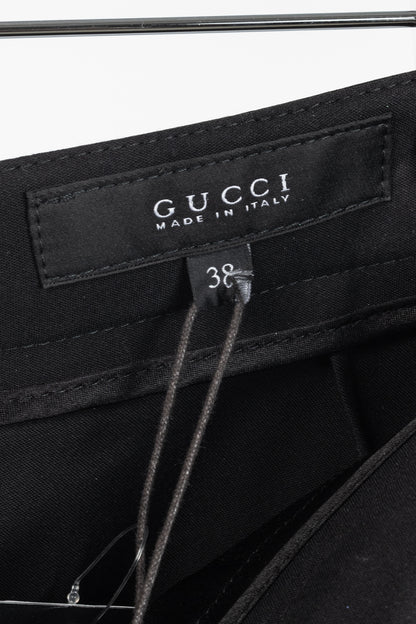 Gucci PF/13 Black Cotton-Blend Leather-Trim Cropped Riding Pants