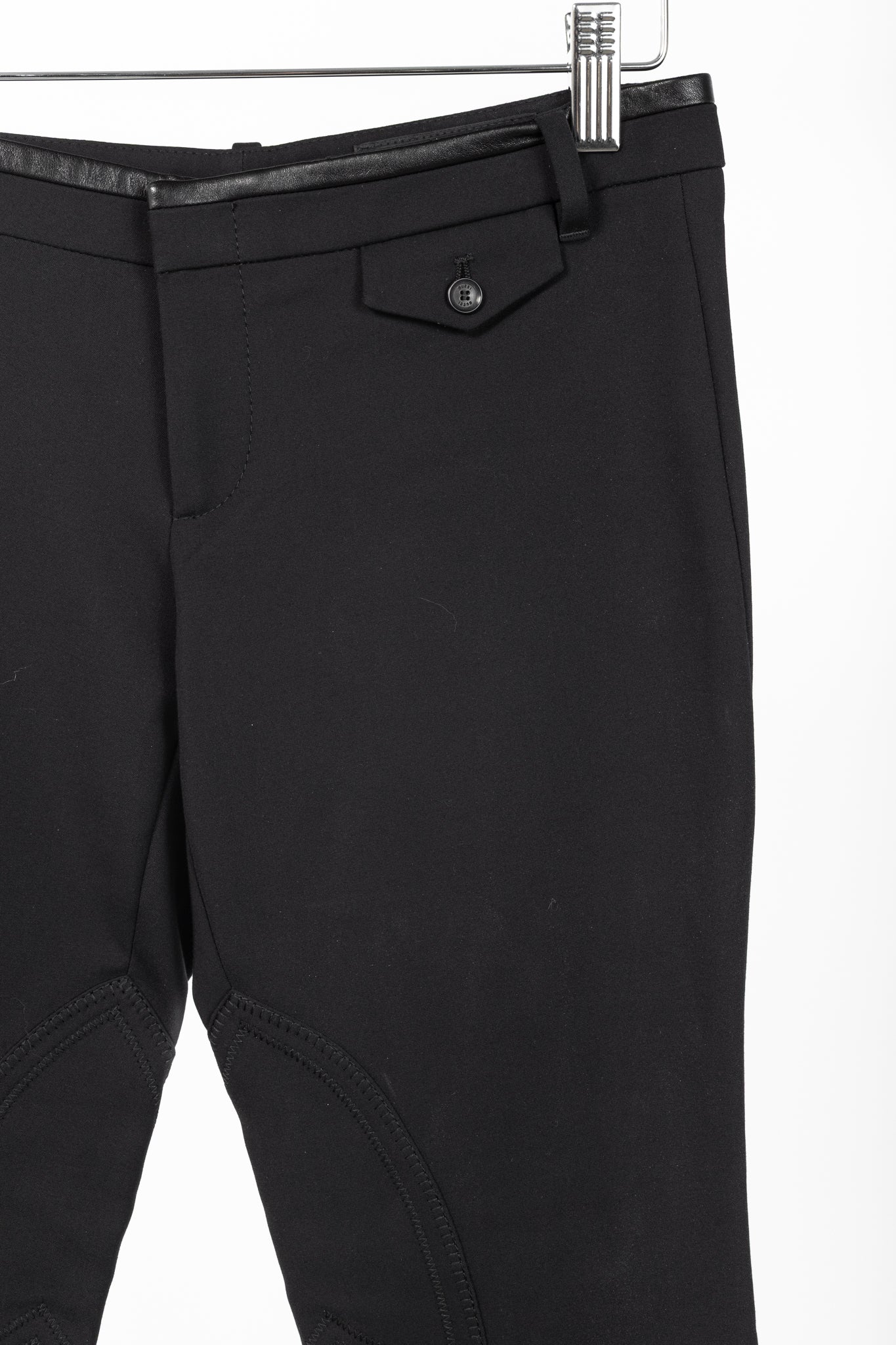 Gucci PF/13 Black Cotton-Blend Leather-Trim Cropped Riding Pants