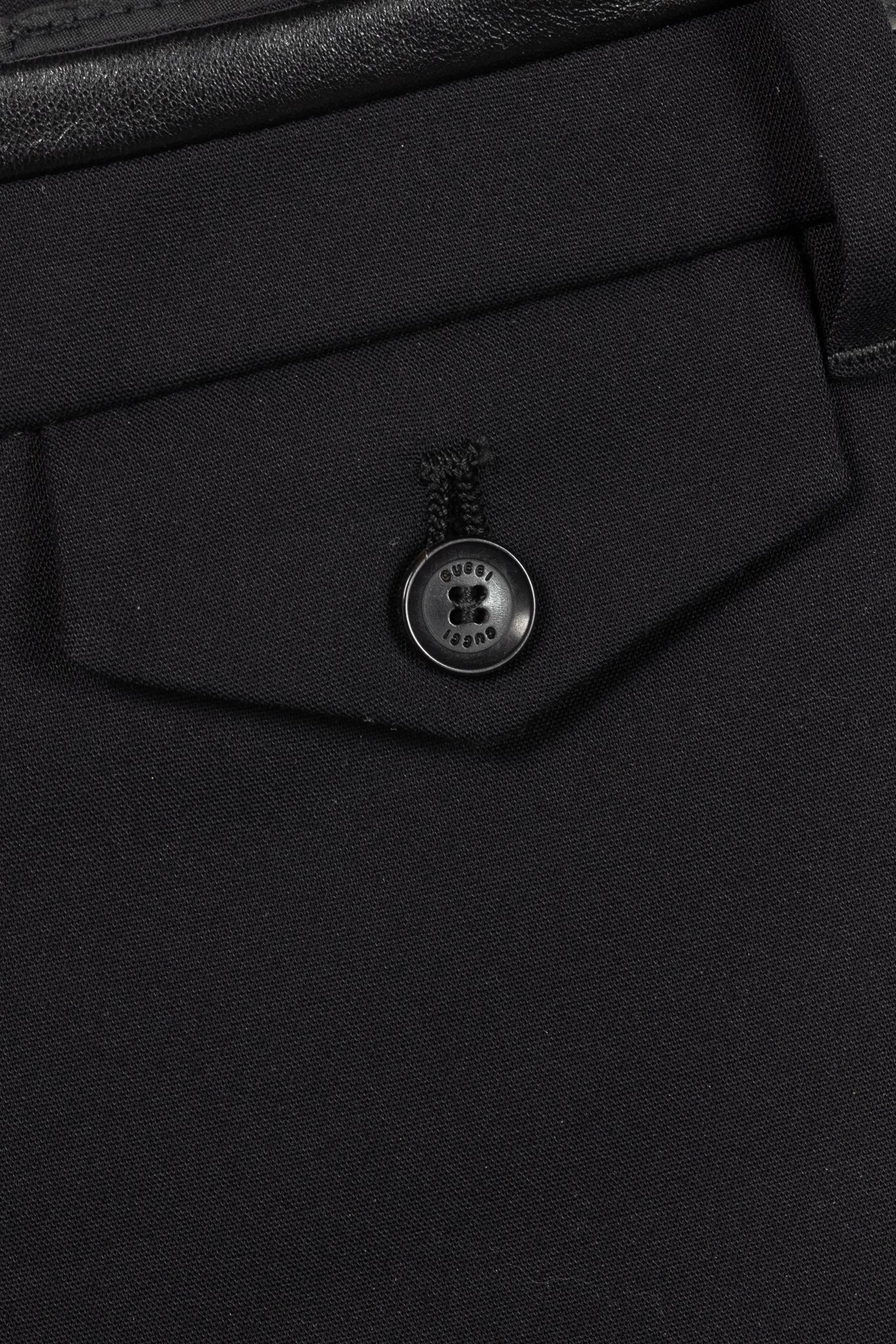 Gucci PF/13 Black Cotton-Blend Leather-Trim Cropped Riding Pants