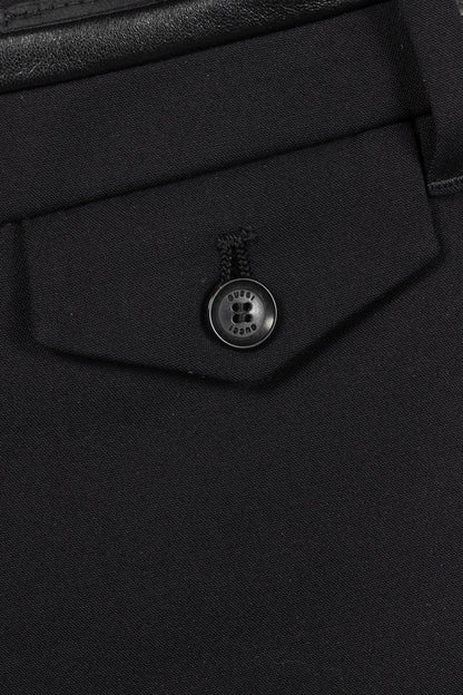 Gucci PF/13 Black Cotton-Blend Leather-Trim Cropped Riding Pants