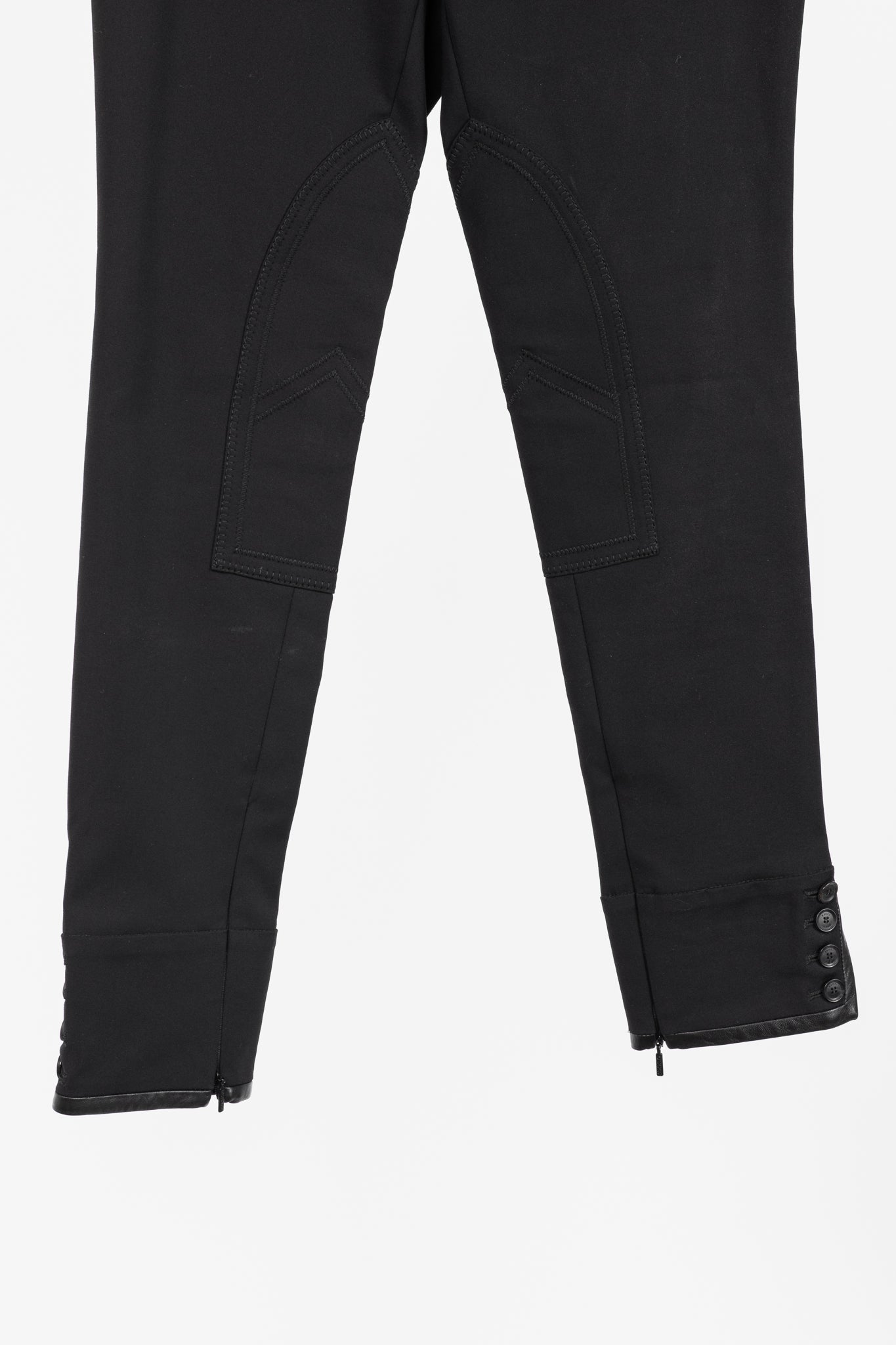 Gucci PF/13 Black Cotton-Blend Leather-Trim Cropped Riding Pants