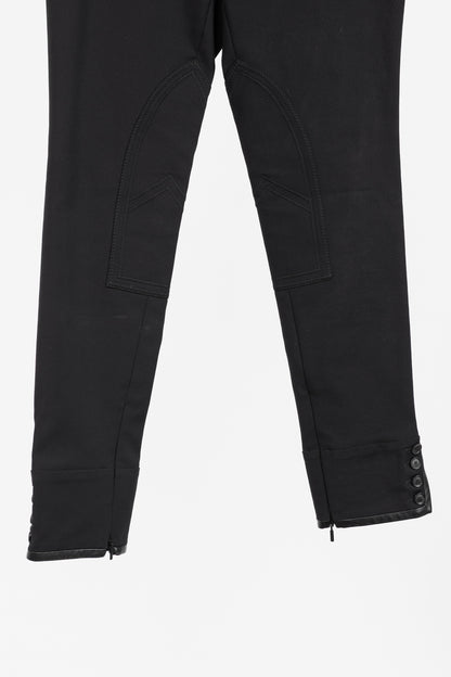 Gucci PF/13 Black Cotton-Blend Leather-Trim Cropped Riding Pants