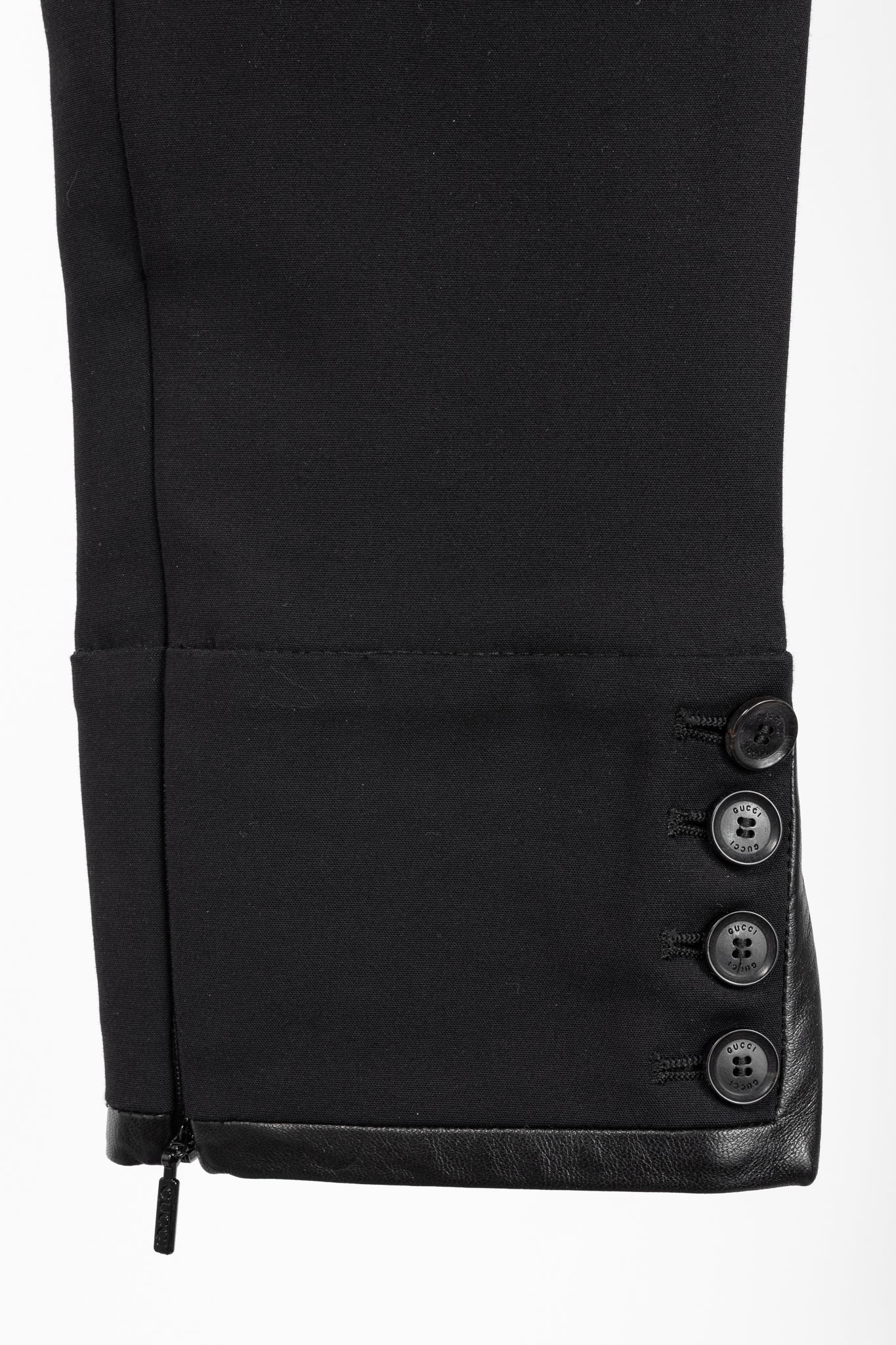 Gucci PF/13 Black Cotton-Blend Leather-Trim Cropped Riding Pants